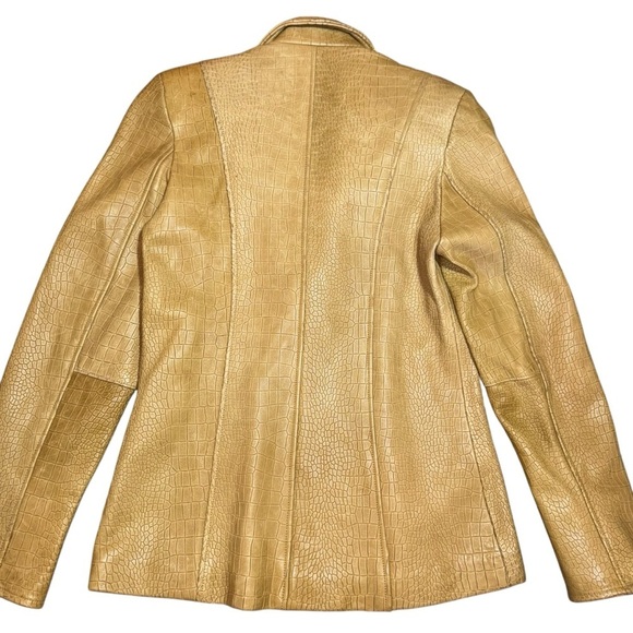 Leather Rendition Women’s SMALL Mustard Yellow Croc Embossed Soft Leather - Picture 3 of 7